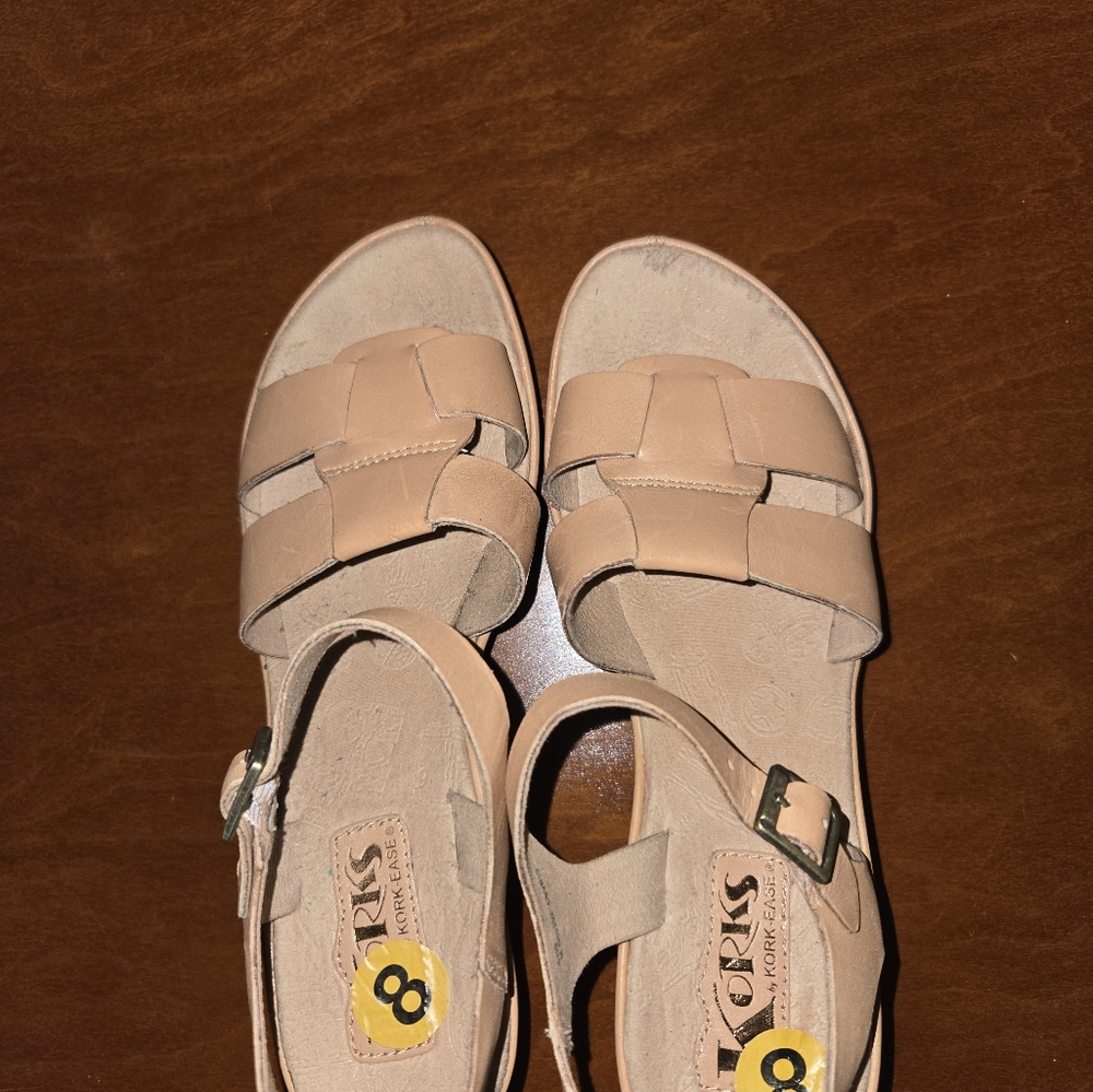 Women's Leather Wedge Heel Korks Sandals - Picture 6 of 10